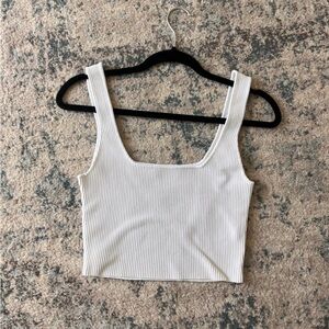 Glassons White Sleeveless Fitted Crop Tank Top